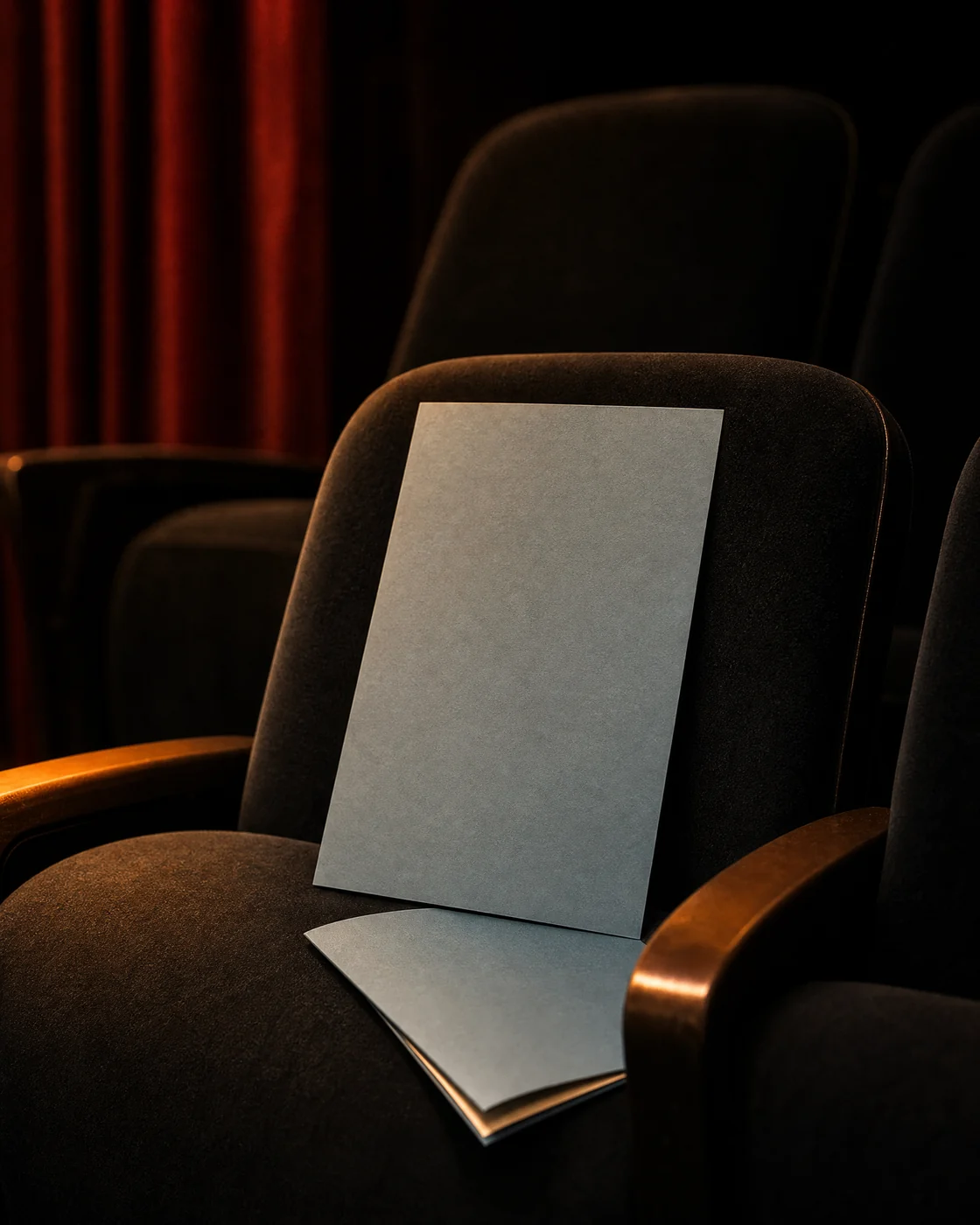Blank theatre programme on a seat