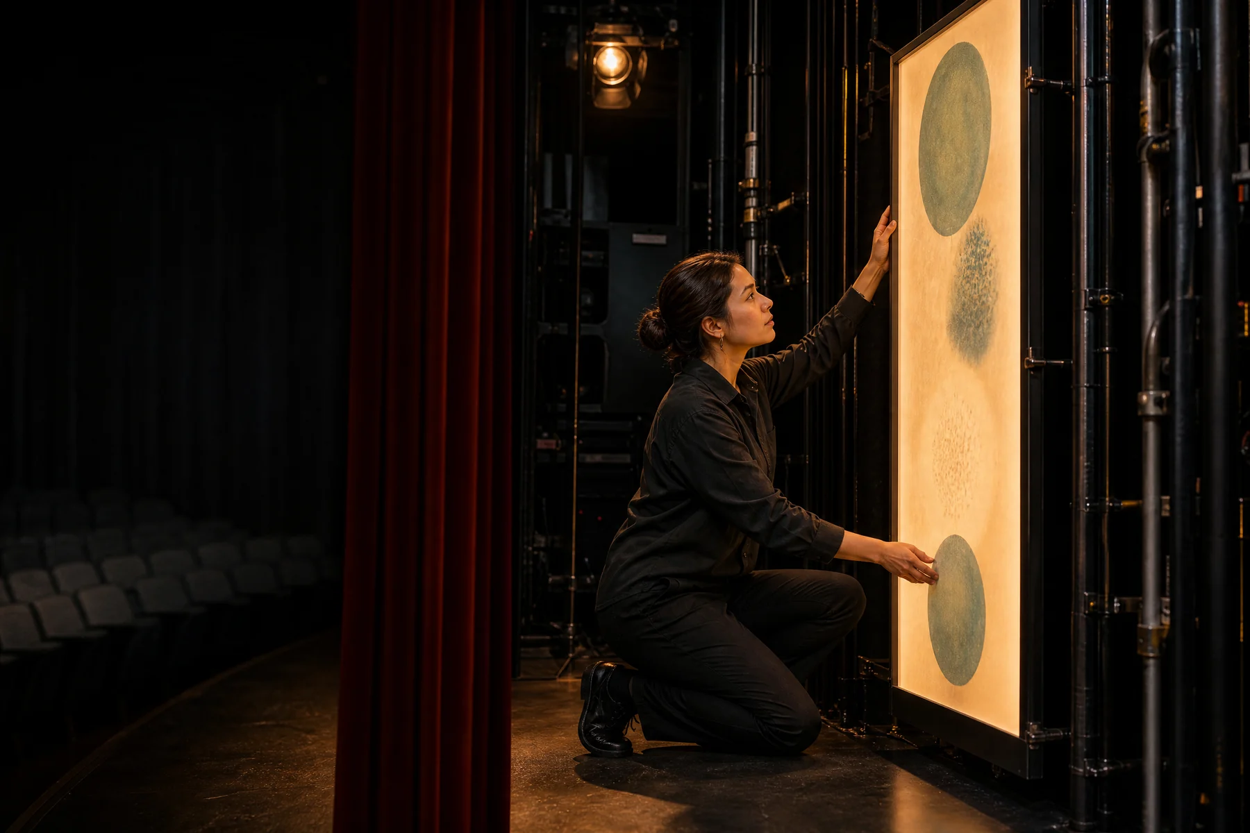 Analyst adjusting an illuminated evidence panel