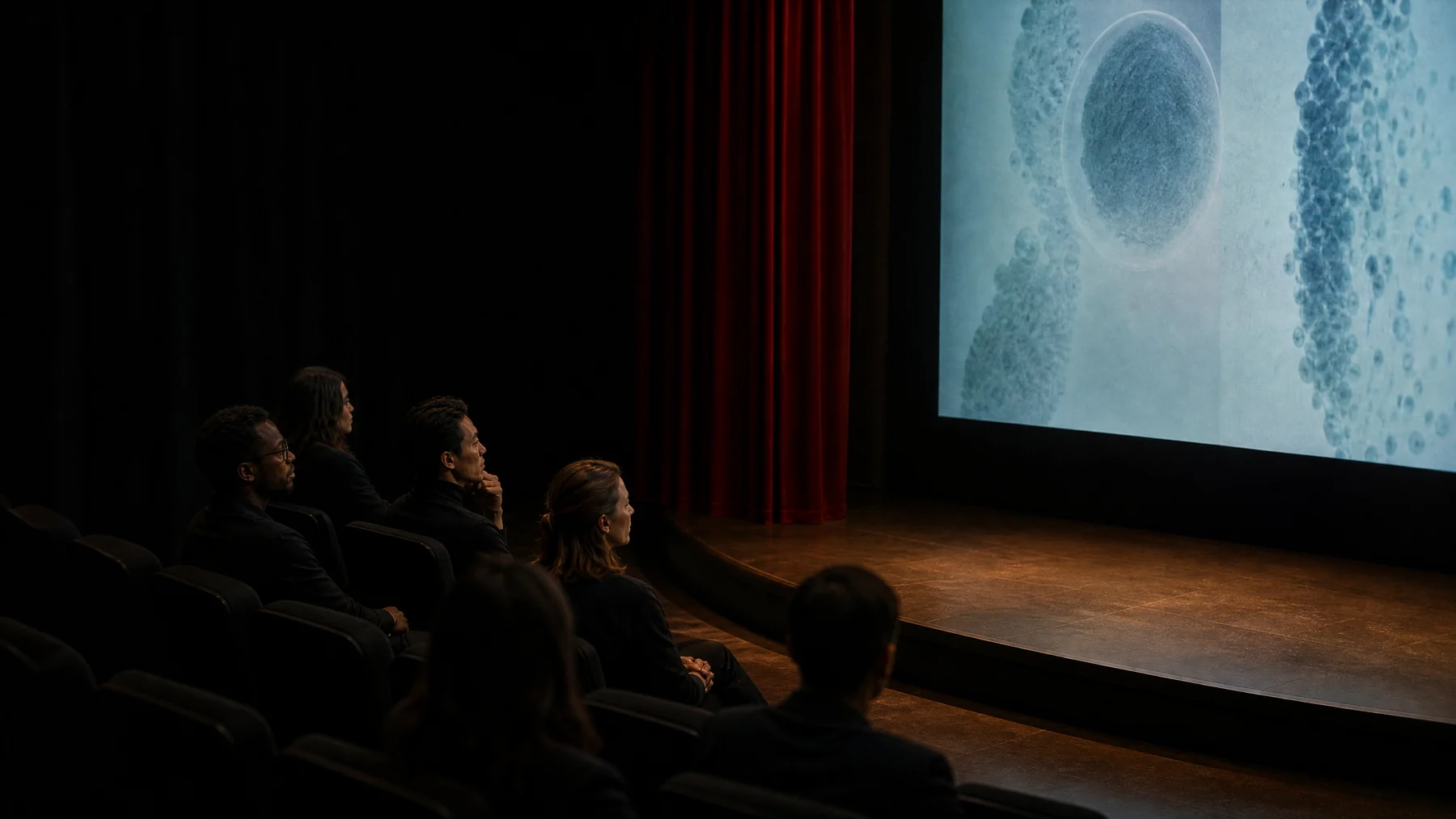 Audience viewing an evidence projection